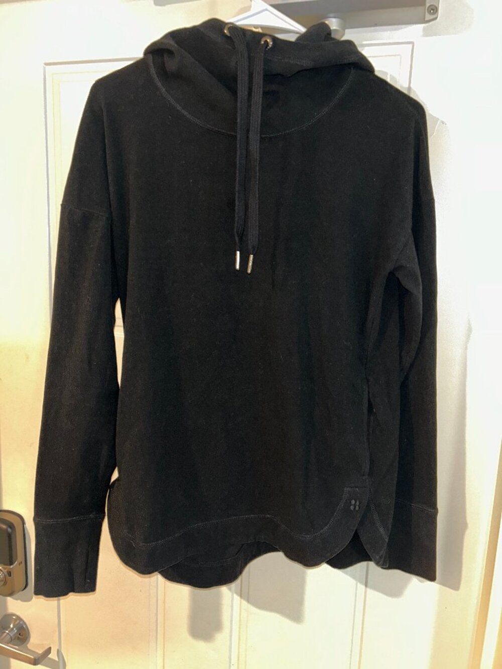 Black Athletic Hoodie with Scooped Hem